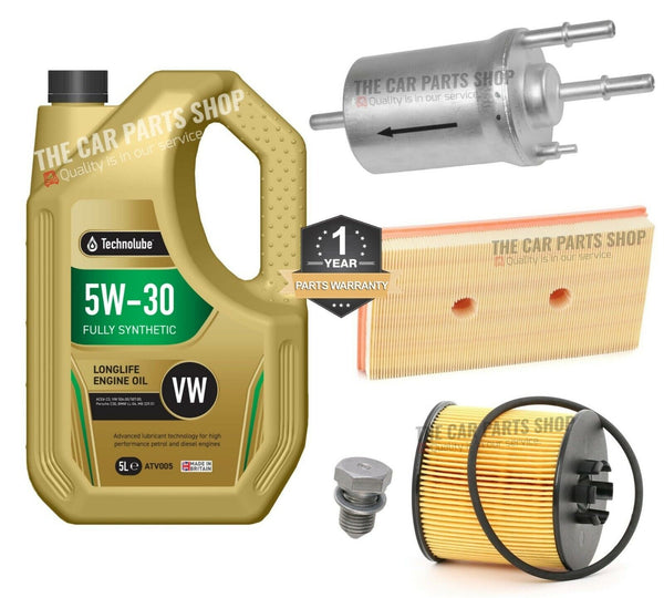 FOR VW GOLF 1.6 FSI PETROL MK5 SERVICE KIT 5L TECHNOLUBE & FUEL OIL AIR FILTER