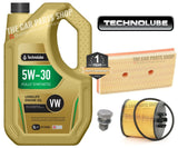 FOR VW GOLF 1.6 PETROL MK5 SERVICE KIT 5L TECHNOLUBE WITH AIR AND OIL FILTER NEW