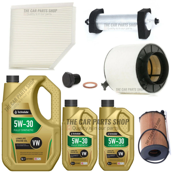 FOR AUDI A4 3.0 TDI MK4 FULL SERVICE KIT 7L TECHNOLUBE 5W30 & AIR OIL CABIN FUEL
