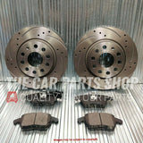 FOR MITSUBISH PAJERO 4M40T REAR DRILLED & GROOVED BRAKE DISCS & BRAKE PADS