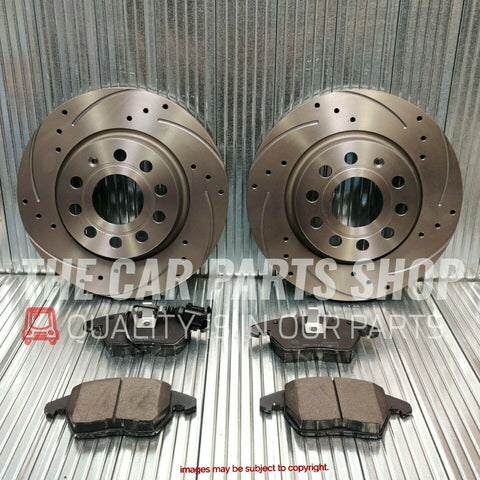 FOR MITSUBISH PAJERO 4M40T REAR DRILLED & GROOVED BRAKE DISCS & BRAKE PADS