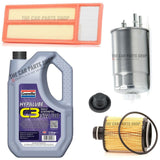 FOR VAUXHALL COMBO D 1.3 DIESEL SERVICE KIT 5L GRANVILLE 5W30 & AIR OIL FUEL KIT