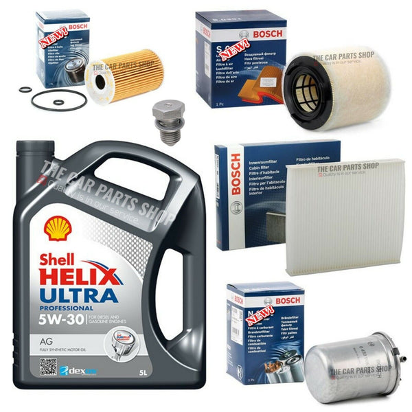 FOR VW POLO HATCH 1.6 TDI MK5 6R FULL BOSCH SERVICE KIT WITH SHELL 5W30 OIL
