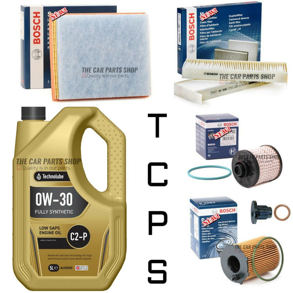 TO FIT PEUGEOT 3008 BLUE 1.6 HDI 14-16 FULL BOSCH SERVICE KIT + TECHNOLUBE 0W30