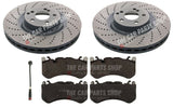 FOR MERCEDES C63 AMG C204 FRONT DRILLED BRAKE DISCS & PADS AND SENSOR NEW
