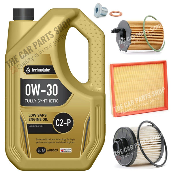 SERVICE KIT FOR PEUGEOT 3008 BLUE 1.6 HDI ACTIVE 2014-2016 FUEL OIL AIR & 0W30