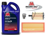 MILLER'S SERVICE KIT FOR VW GOLF 2.0 GT TDI MK6 5L OIL & AIR OIL FILTER + PLUG