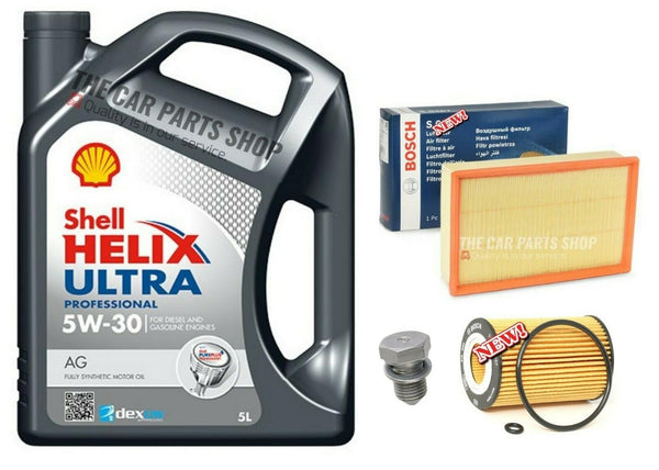BOSCH SERVICE KIT FOR SEAT LEON 1.6 TDI MK3 5L SHELL 5W30 & BOSCH AIR OIL FILTER