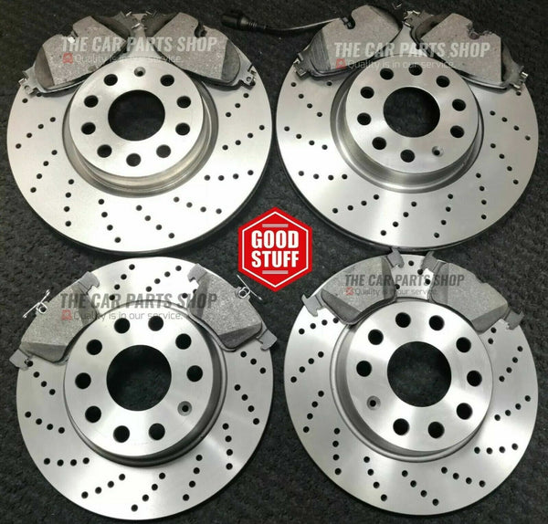 NEW DRILLED FRONT AND REAR DISCS & BRAKE PADS FOR AUDI S3 TFSI 8P MK2
