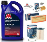 FOR VW GOLF BLUEMOTION 1.6 TDI MK6 MILLERS SERVICE KIT 5L MILLERS & AIR OIL FUEL