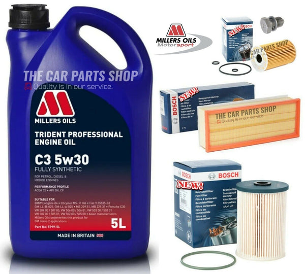 FOR VW GOLF BLUEMOTION 1.6 TDI MK6 MILLERS SERVICE KIT 5L MILLERS & AIR OIL FUEL