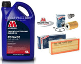 FOR VW GOLF BLUEMOTION 1.6 TDI MK6 SERVICE KIT BOSCH AIR OIL & 5L MILLERS & PLUG
