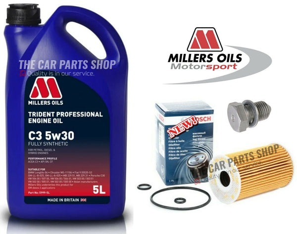 FOR VW GOLF BLUEMOTION 1.6 TDI MK6 MILLERS OIL CHANGE SERVICE KIT 5 LITRES