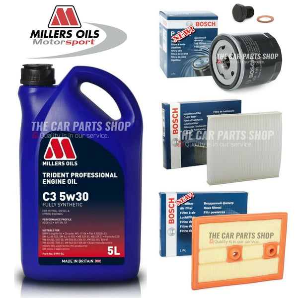BOSCH SERVICE KIT FOR VW POLO MK5 1.2 TSI 14-17 5L MILLERS & AIR OIL POLLEN KIT