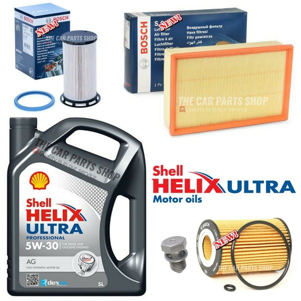 FOR VW T-ROC 1.6 TDI 2017> BOSCH SERVICE KIT BOSCH FUEL OIL AIR & 5L SHELL 5W30