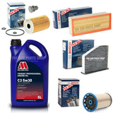 FULL BOSCH SERVICE KIT WITH 5L MILLERS LONGLIFE OIL FOR VW TIGUAN SPORT 2.0 TDI