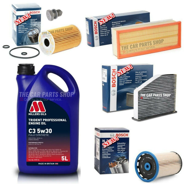 FULL BOSCH SERVICE KIT WITH 5L MILLERS LONGLIFE OIL FOR VW TIGUAN SPORT 2.0 TDI
