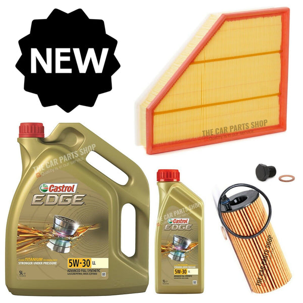 FOR BMW 318D E90 CASTROL EDGE 6L SERVICE KIT + AIR FILTER + OIL FILTER + PLUG