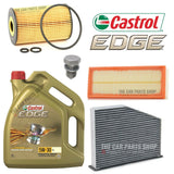TO FIT AUDI A3 1.6 TDI 5L CASTROL EDGE SERVICE KIT & AIR OIL POLLEN SUMP PLUG
