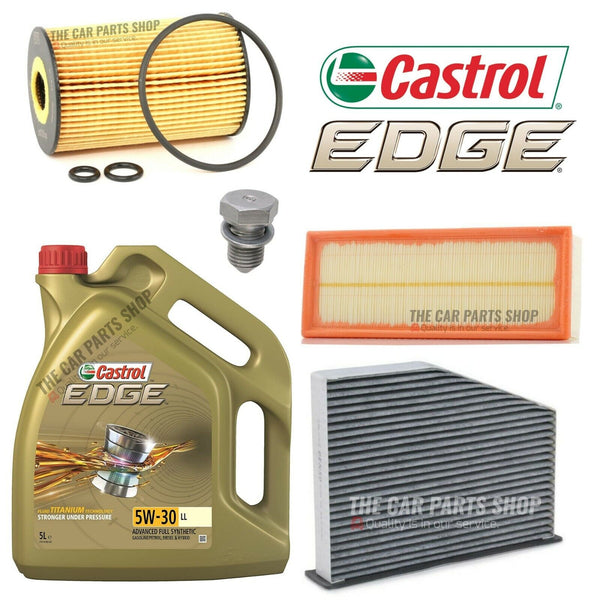 TO FIT AUDI A3 1.6 TDI 5L CASTROL EDGE SERVICE KIT & AIR OIL POLLEN SUMP PLUG
