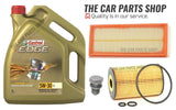 TO FIT AUDI A3 1.6 TDI 5L CASTROL EDGE SERVICE KIT + NEW AIR AND OIL FILTER KIT