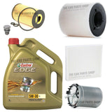 FOR SEAT IBIZA  1.6 TDI MK4 CASTROL EDGE 5L FULL SERVICE KIT WITH NEW SUMP PLUG