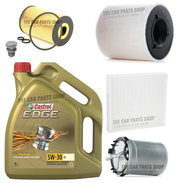FOR SEAT IBIZA  1.6 TDI MK4 CASTROL EDGE 5L FULL SERVICE KIT WITH NEW SUMP PLUG