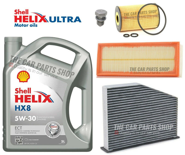 SERVICE KIT FOR AUDI A3 2.0 TDI 2003-2013 SHELL HELIX HX8 5L & AIR OIL CABIN NEW