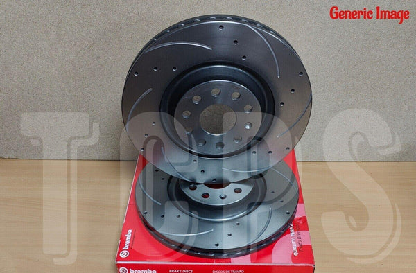 FOR BMW 5 SERIES 520D G31 BREMBO REAR DRILLED GROOVED BRAKE DISCS 300MM