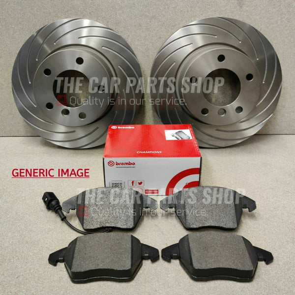 FOR AUDI A3 2.0 TDI 8V REAR GROOVED BRAKE DISCS 272MM & BREMBO BRAKE PADS