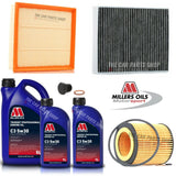 FOR BMW 1 SERIES M135i PETROL F21 SERVICE KIT 7L MILLERS & AIR OIL CABIN & PLUG
