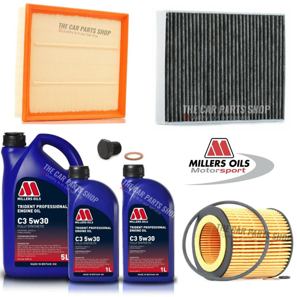 FOR BMW 1 SERIES M135i PETROL F21 SERVICE KIT 7L MILLERS & AIR OIL CABIN & PLUG