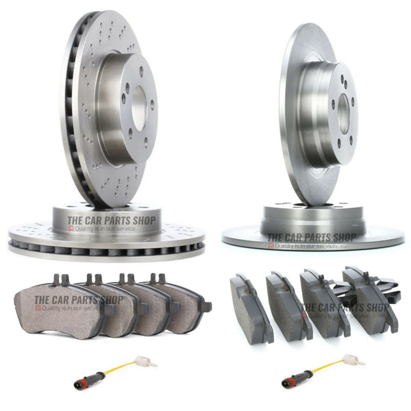 FOR MERCEDES C-CLASS C220 CDI W204 FRONT REAR BRAKE DISCS & BRAKE PADS SENSOR