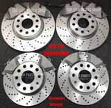 FOR BMW 123D SPORT COUPE  E82 07-13 DRILLED FRONT REAR DISCS & PADS & SENSOR