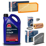 5L MILLERS LONGLIFE 5W30 BOSCH SERVICE KIT FOR VW GOLF 2.0 GTI MK5