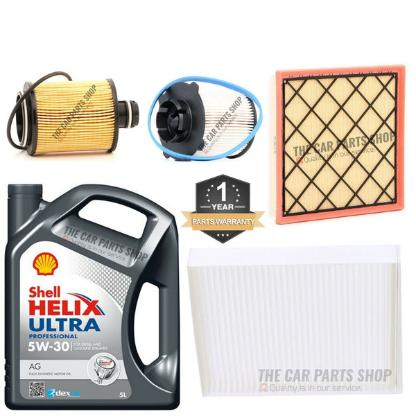 FOR VAUXHALL INSIGNIA MK1 FULL SERVICE KIT 5L SHELL AG ULTRA 5W30 MOTOR OIL