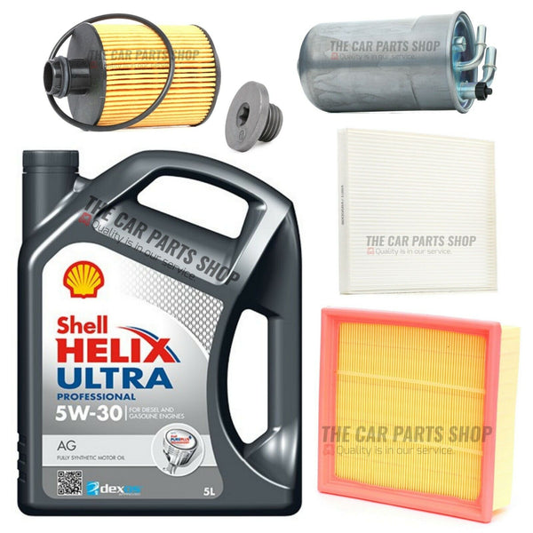 5L SHELL 5W30 FULL SERVICE KIT FITS VAUXHALL CORSA D 1.3 CDTI 2008-2015