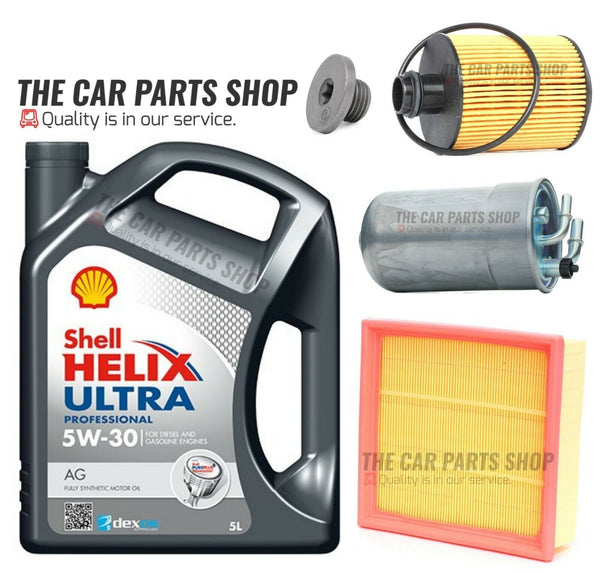 FITS VAUXHALL CORSA D 1.3 CDTI 2008-2015 5L SHELL 5W30 & AIR OIL FUEL PACKAGE