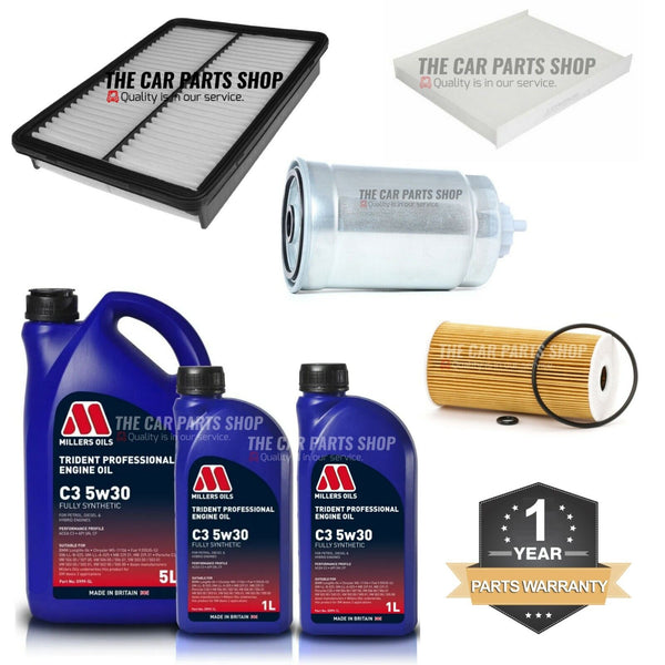 FITS HYUNDAI SANTA FE 2.2 MK2 2005-13 FULL SERVICE KIT WITH 7 L MILLERS LONGLIFE