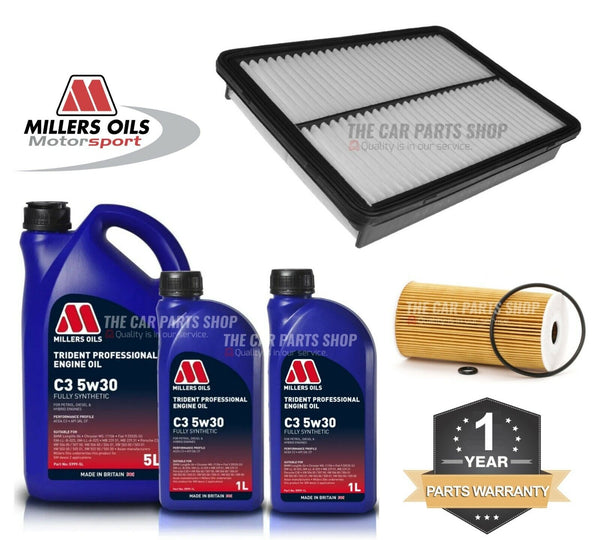FITS HYUNDAI SANTA FE 2.2 MK2 2005-13 SERVICE KIT 7L MILLERS & AIR OIL FILTER OE