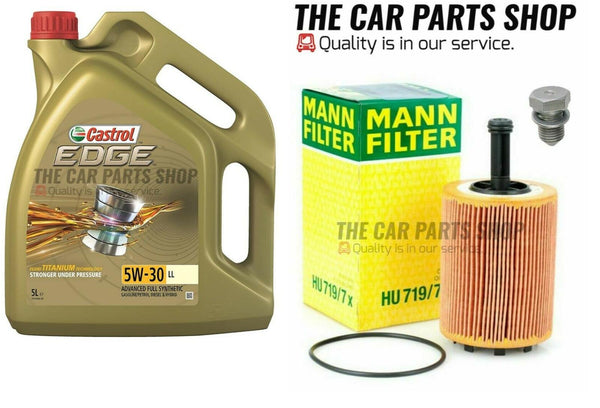 FOR AUDI A2 A3 A4 TDI SERVICE KIT 5 LITRES CASTROL PREMIUM OIL & MANN OIL FILTER