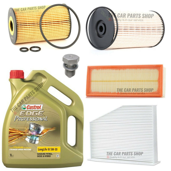 FOR VW CADDY 1.6 TDI 2010+ CASTROL SERVICE KIT 5L CASTROL EDGE LL 5W30
