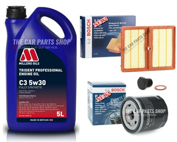 5L MILLERS & AIR OIL FILTER BOSCH SERVICE KIT FOR VW POLO MK5 1.0 TSI 2014-2022