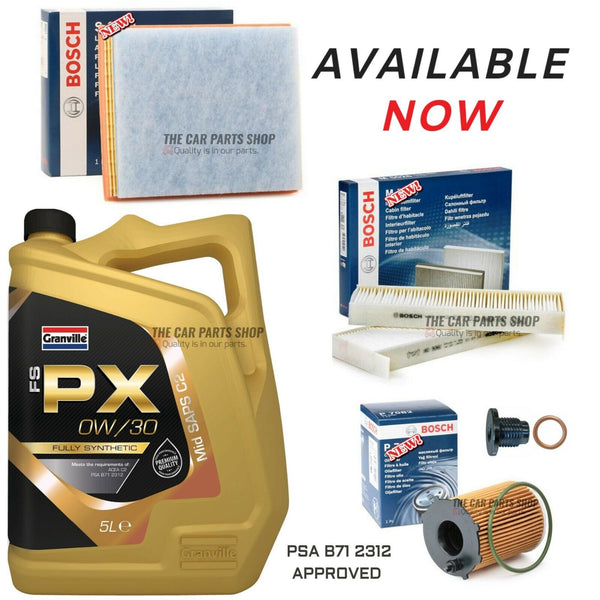 FOR PEUGEOT 2008 1.6 DIESEL 2013-2018 BOSCH SERVICE KIT 5L GRANVILLE & 3 FILTERS