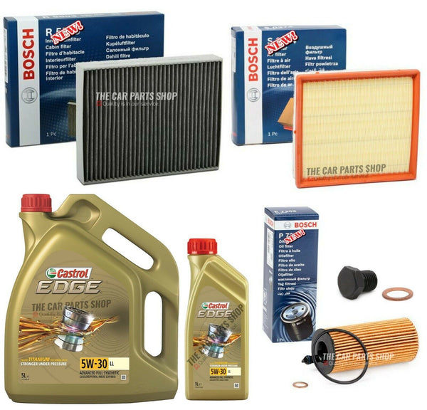 FOR BMW 120D F20 2011-2015 BOSCH SERVICE KIT 6L CASTROL & BOSCH AIR OIL CABIN OE