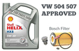 5L SHELL OIL CHANGE BOSCH SERVICE KIT FOR SEAT LEON 1.6 TDI MK3 (5F)