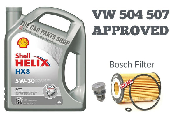 5L SHELL OIL CHANGE BOSCH SERVICE KIT FOR SEAT LEON 1.6 TDI MK3 (5F)