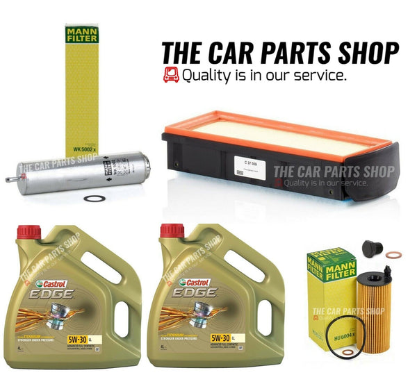 FOR BMW 330D 3.0 M-SPORT F30 MANN SERVICE KIT 8L CASTROL & AIR OIL FUEL PLUG