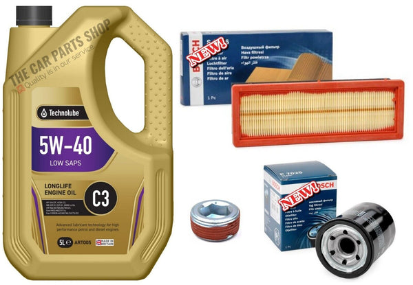 FOR FIAT 500 S 1.2 07-19 BOSCH SERVICE KIT 5L 5W40 & AIR OIL FILTER BOSCH & PLUG