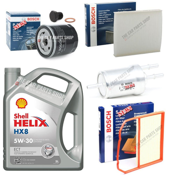 FOR VW POLO HATCH 1.0 PETROL MPI BOSCH SERVICE KIT WITH SHELL 504 507 5W30 OIL